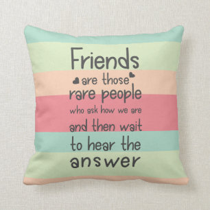 Friendship Quote Stripes Pastel Niedlich Friendly  Kissen
