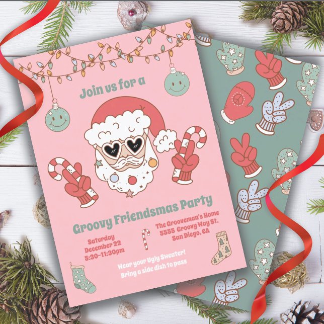 Friendsmas Christmas Hippie Santa Party Einladung (Von Creator hochgeladen)