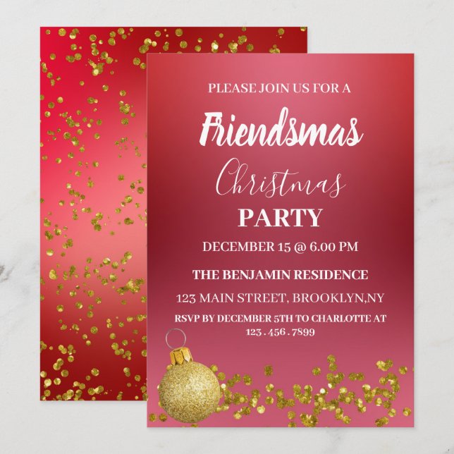 Friendsmas Christmas Party Einladung (Vorne/Hinten)