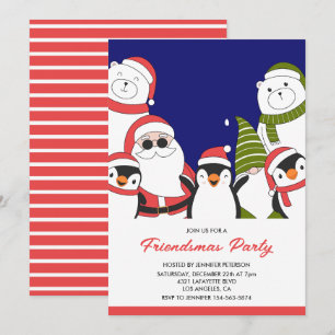 Friendsmas-Einladungen Cooler Santa Polarbär Gnom Einladung