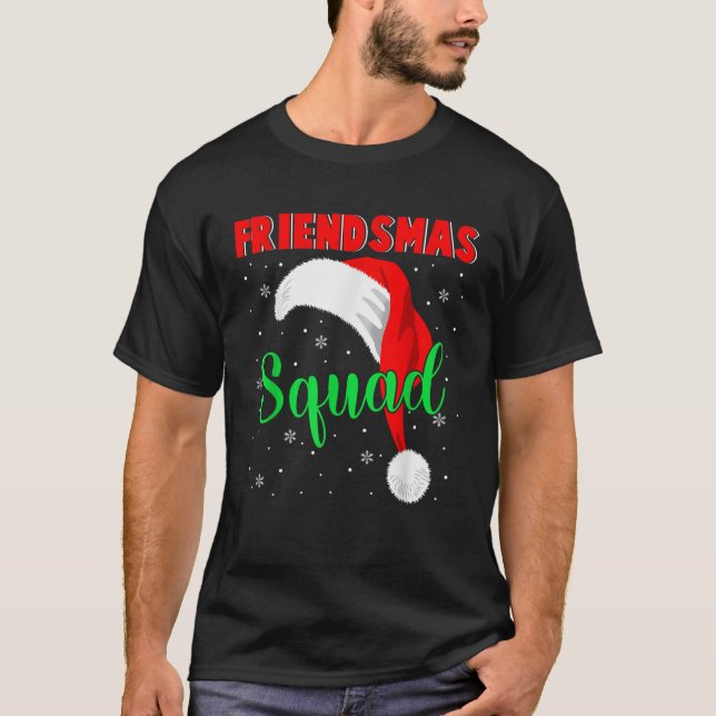Friendsmas Squad Coole Weihnachtsmannmütze Matchin T-Shirt (Vorderseite)