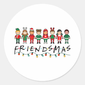 Friendsmas Squad Funny Xmas Light Family Matching Runder Aufkleber