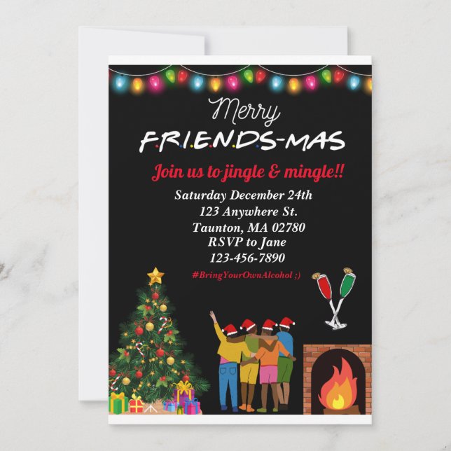Friendsmas Weihnachts-Einladung! Spaß, Niedlich Einladung (Vorderseite)