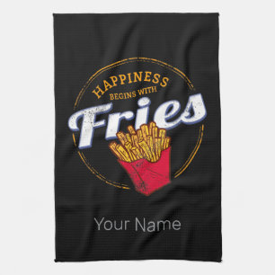 Fries Chips Snack Vintages Potato oder Französisch Geschirrtuch