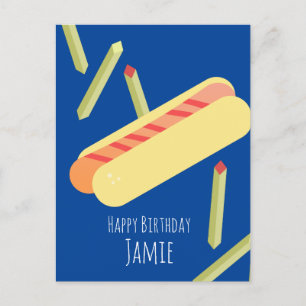 Fries et Hotdogs Anniversaire Nom Carte postale