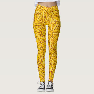 Fries Funny Cartoon Chips Muster Leggings