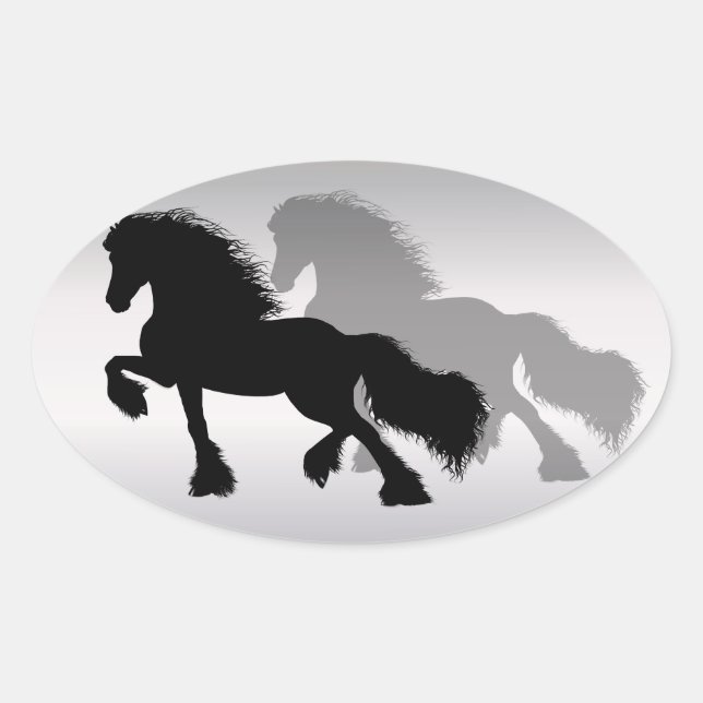 Fries Paard Ovaler Aufkleber (Vorderseite)
