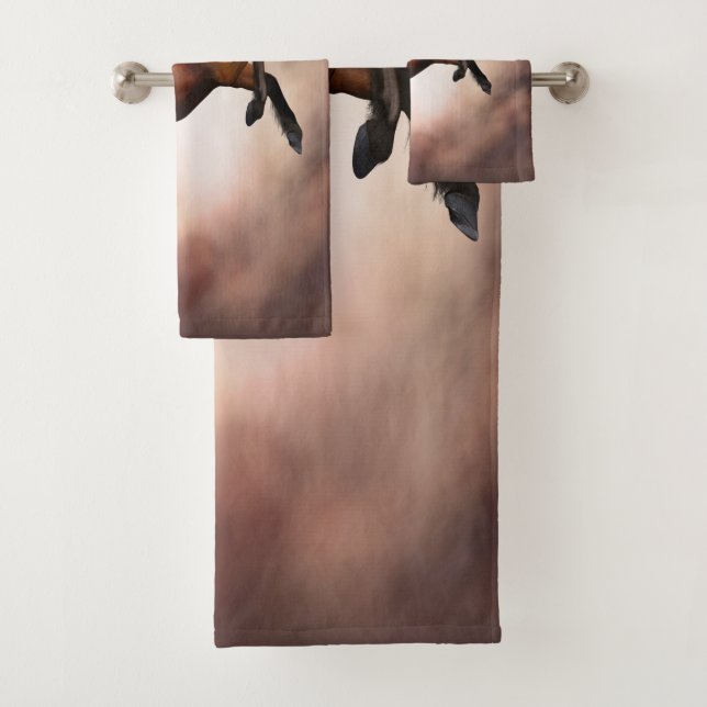 Friesenpferd mit scheußlichen Wolken Badhandtuch Set (Insitu)