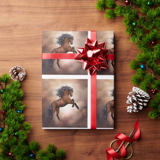 Friesenpferd mit scheußlichen Wolken Geschenkpapier (Feiertagsgeschenk)