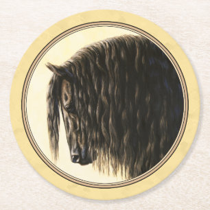 Friesian Draft Horellow Runder Pappuntersetzer