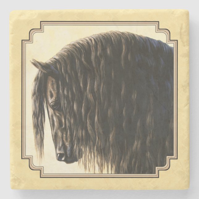 Friesian Draft Horellow Steinuntersetzer (Vorderseite)