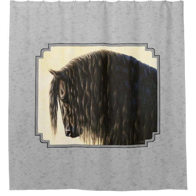 Friesian Draft Horse Silver Gray Duschvorhang (Vorderseite)