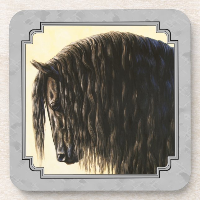 Friesian Draft Horse Silver Gray Untersetzer (Vorderseite)