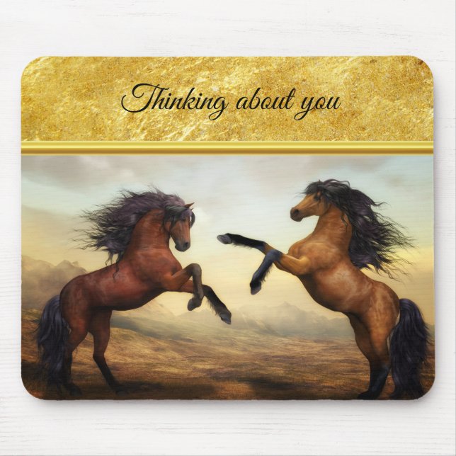 Friesian Draft Horses in the rocky mountain tal Mousepad (Vorne)