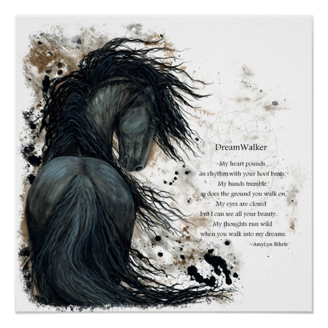 Friesian DreamWalker Poster du Cheval par Bihrle (Devant)