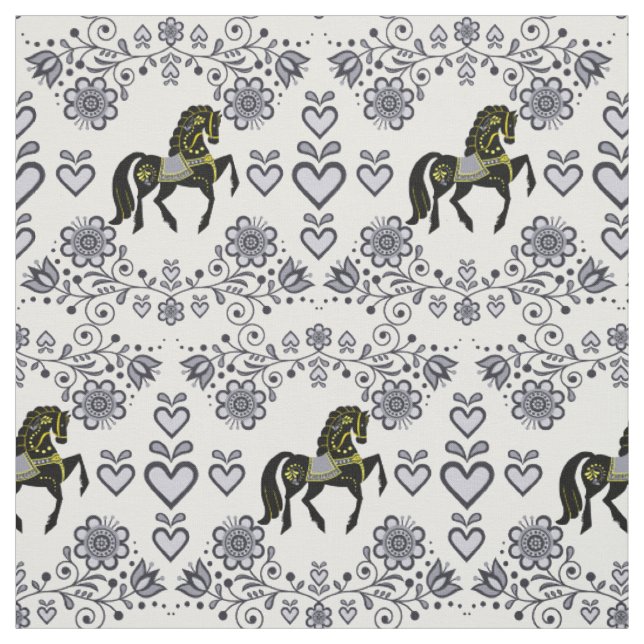 Friesian/Frisian Folk silber/gold/schwarz,herzen,  Stoff (Muster)