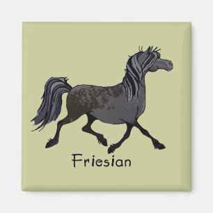 Friesian Horse Cartoon Magnet