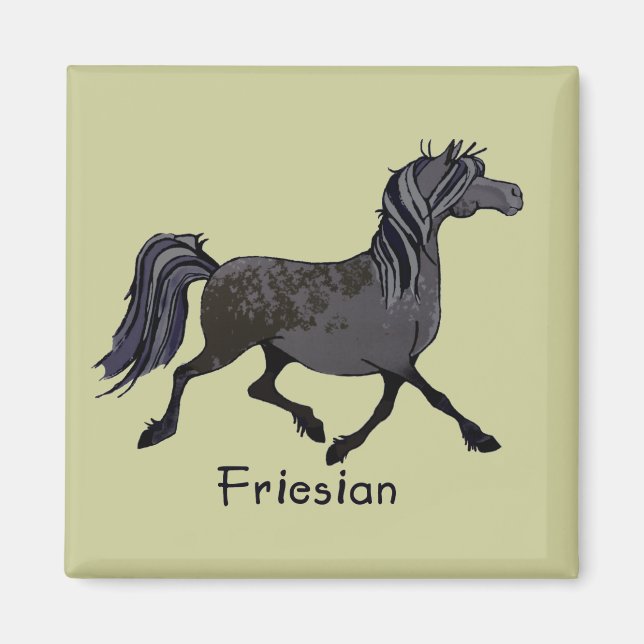 Friesian Horse Cartoon Magnet (Vorne)
