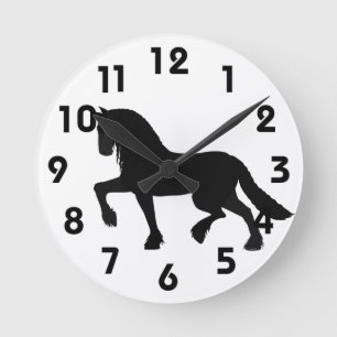 Friesian Horse Clock Runde Wanduhr