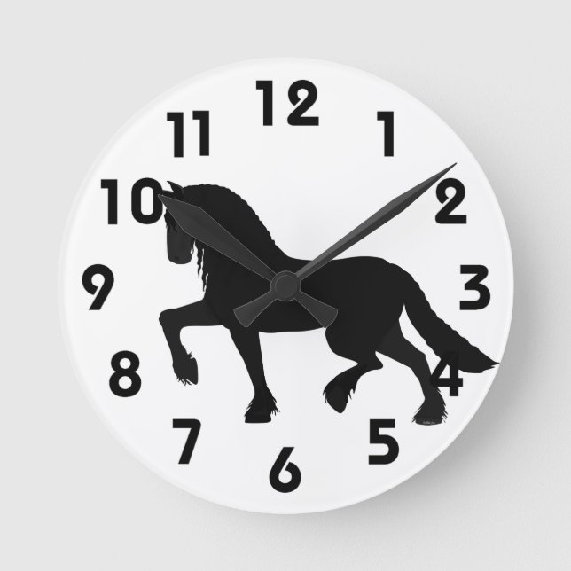 Friesian Horse Clock Runde Wanduhr (Vorderseite)