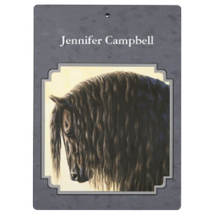 Friesian Horse Dark Slate Gray Klemmbrett