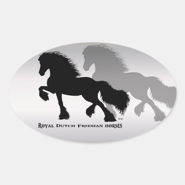 Friesian Horse / Fries Paard Ovaler Aufkleber (Vorderseite)