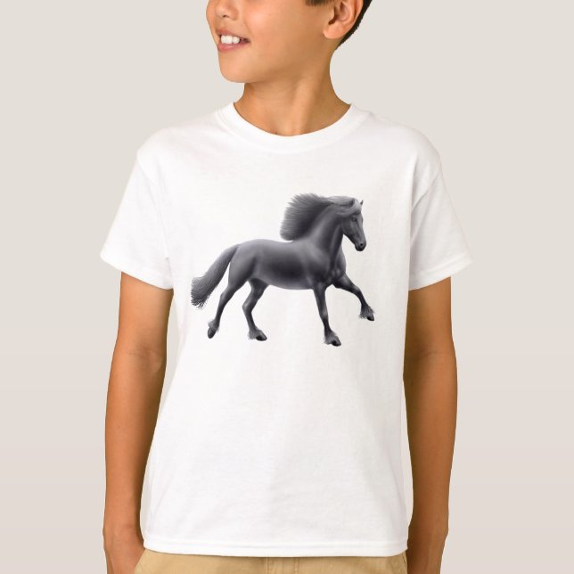 Friesian Horse Galloping Kids Sweatshirt T-Shirt (Vorderseite)