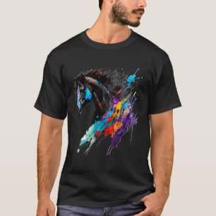 Friesian Horse Paint Spritzer Exotic Horse Splatt T-Shirt