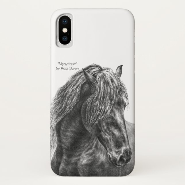 Friesian Horse Portrait Wavy Mane Case-Mate iPhone Hülle (Rückseite)