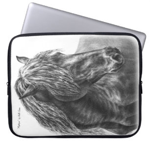 Friesian Horse Portrait Wavy Mane Laptopschutzhülle