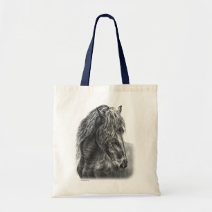 Friesian Horse Portrait Wavy Mane Tragetasche