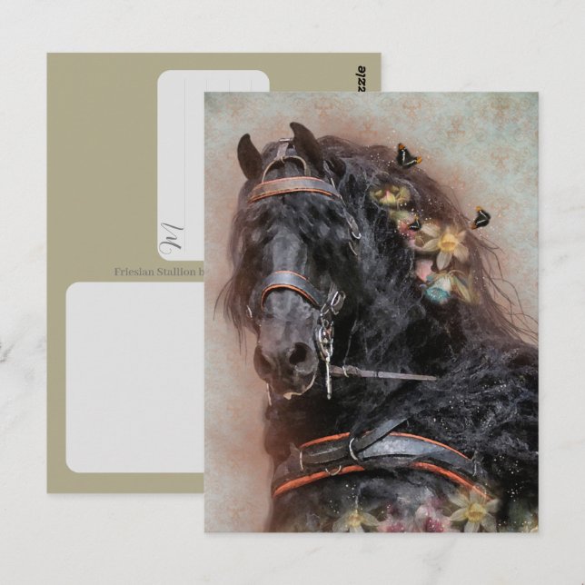Friesian Horse - Postcard Postkarte (Vorne/Hinten)