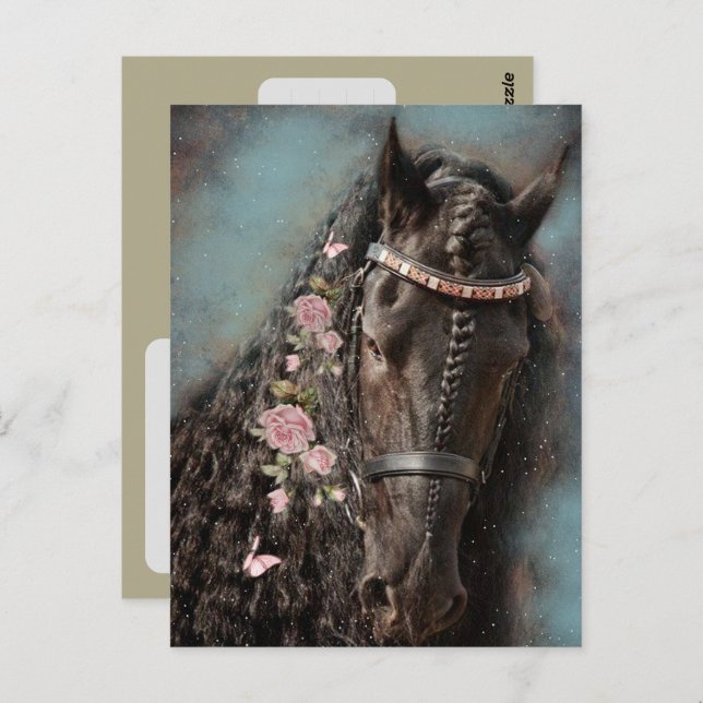 Friesian Horse - Postcard Postkarte (Vorne/Hinten)