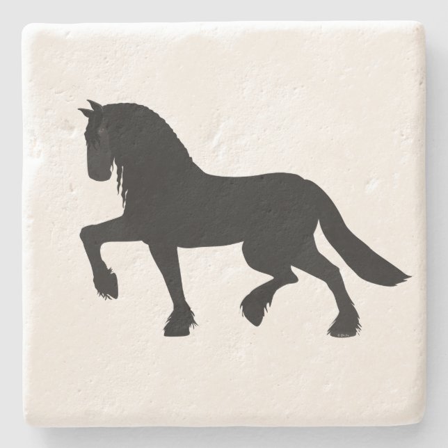 Friesian Horse Stone Untersetzer (Vorderseite)