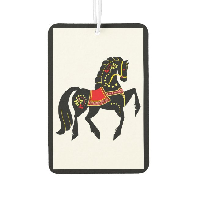 Friesisch, schwarzer Hengst, Folk Friesian image Autolufterfrischer (Rückseite)