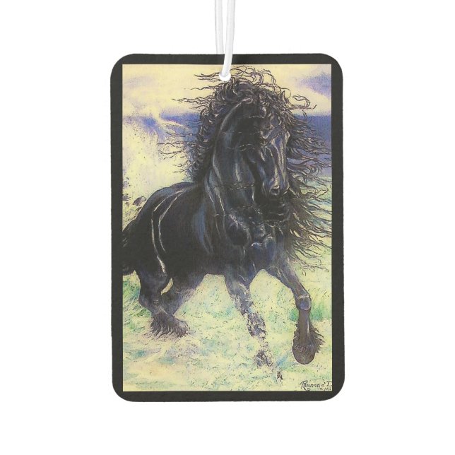 Friesisch, schwarzer Hengst, I Liebe Friesians, Bi Autolufterfrischer (Rückseite)