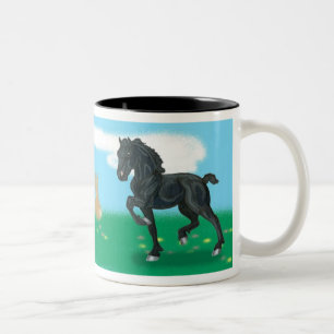 Friesische Pferdefohlen-Häschen-Tasse Zweifarbige Tasse