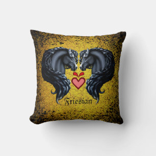 Friesischer Pferd/schwarz Friesischer Hengst/Herz/ Kissen