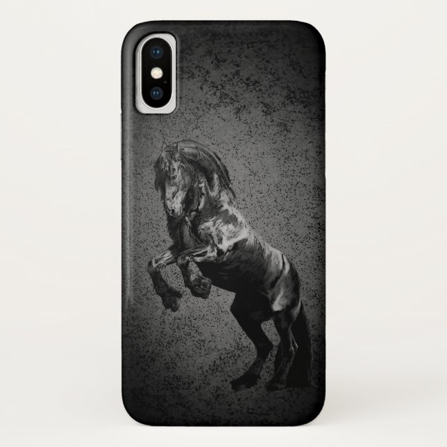 Friesischer schwarzer Stallion, die schwarze Case-Mate iPhone Hülle (Rückseite)