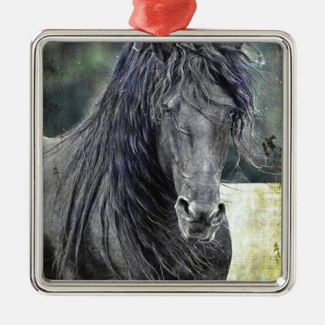 Friesischer Stallion Silbernes Ornament (Vorne)