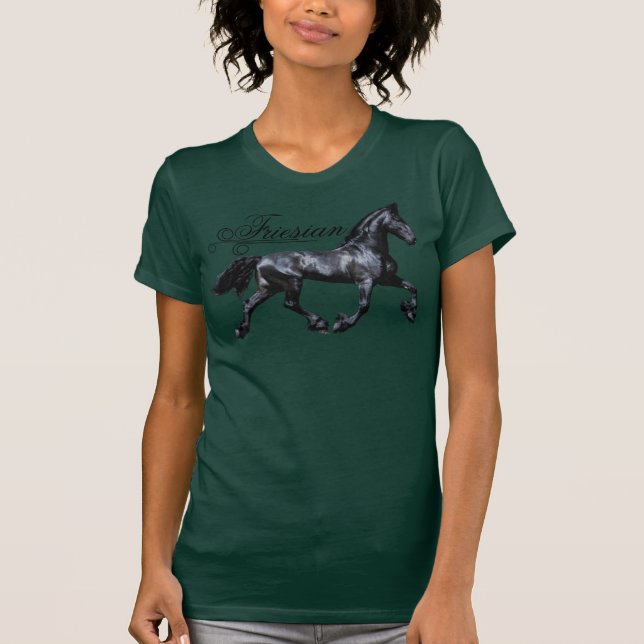 Friesisches Pferd, die schwarze Schönheit, T-Shirt (Vorderseite)
