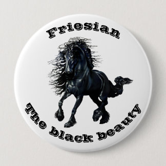 Friesisches Pferd, schwarzer Schönheitshengst Button
