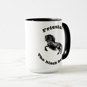 Friesisches, schwarzes Stallionspferd, die Tasse