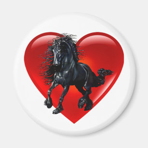 Friesisches Stallionspferderote Herz-Liebe Magnet