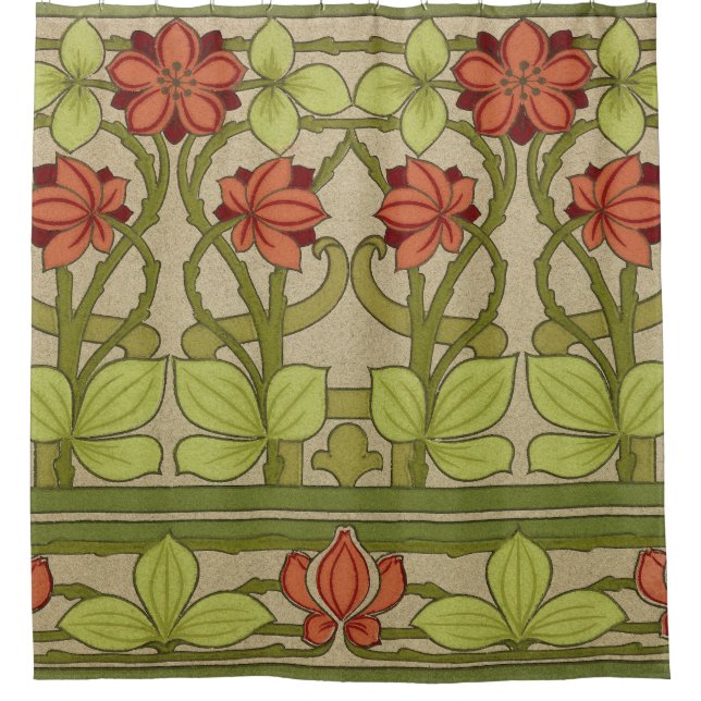 Frieze Border Art Nouveau Floral Duschvorhang (Vorderseite)