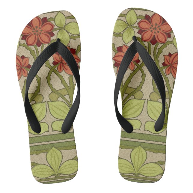 Frieze Border Art Nouveau Floral Flip Flops (Fußbett)