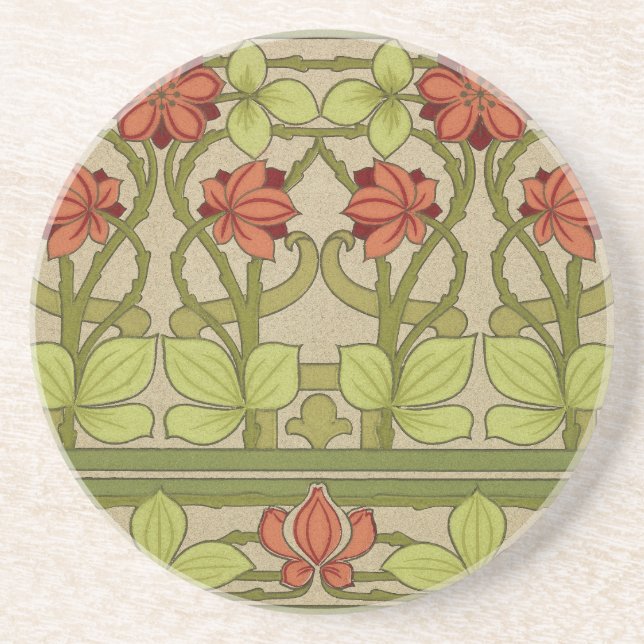 Frieze Border Art Nouveau Floral Getränkeuntersetzer (Vorne)
