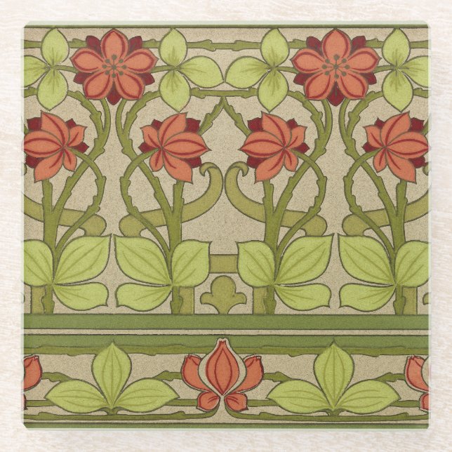 Frieze Border Art Nouveau Floral Glasuntersetzer (Vorderseite)