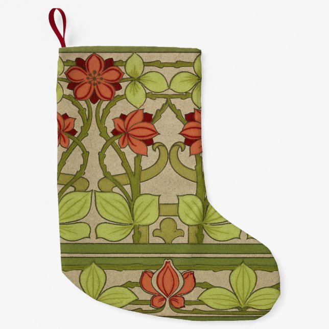 Frieze Border Art Nouveau Floral Kleiner Weihnachtsstrumpf (Vorderseite)