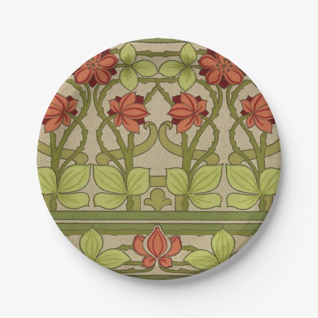 Frieze Border Art Nouveau Floral Pappteller (Vorderseite)